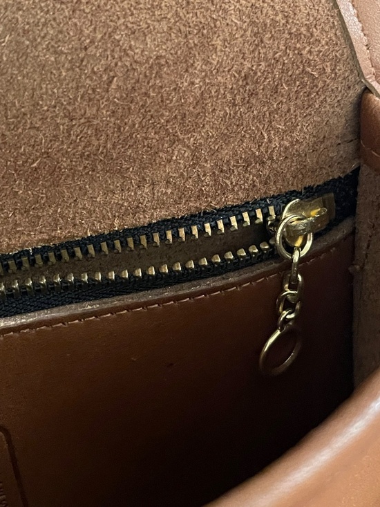 Vintage Coach Dinky Bag Brown Leather Crossbody Original Hang Tag - Picture 14 of 16